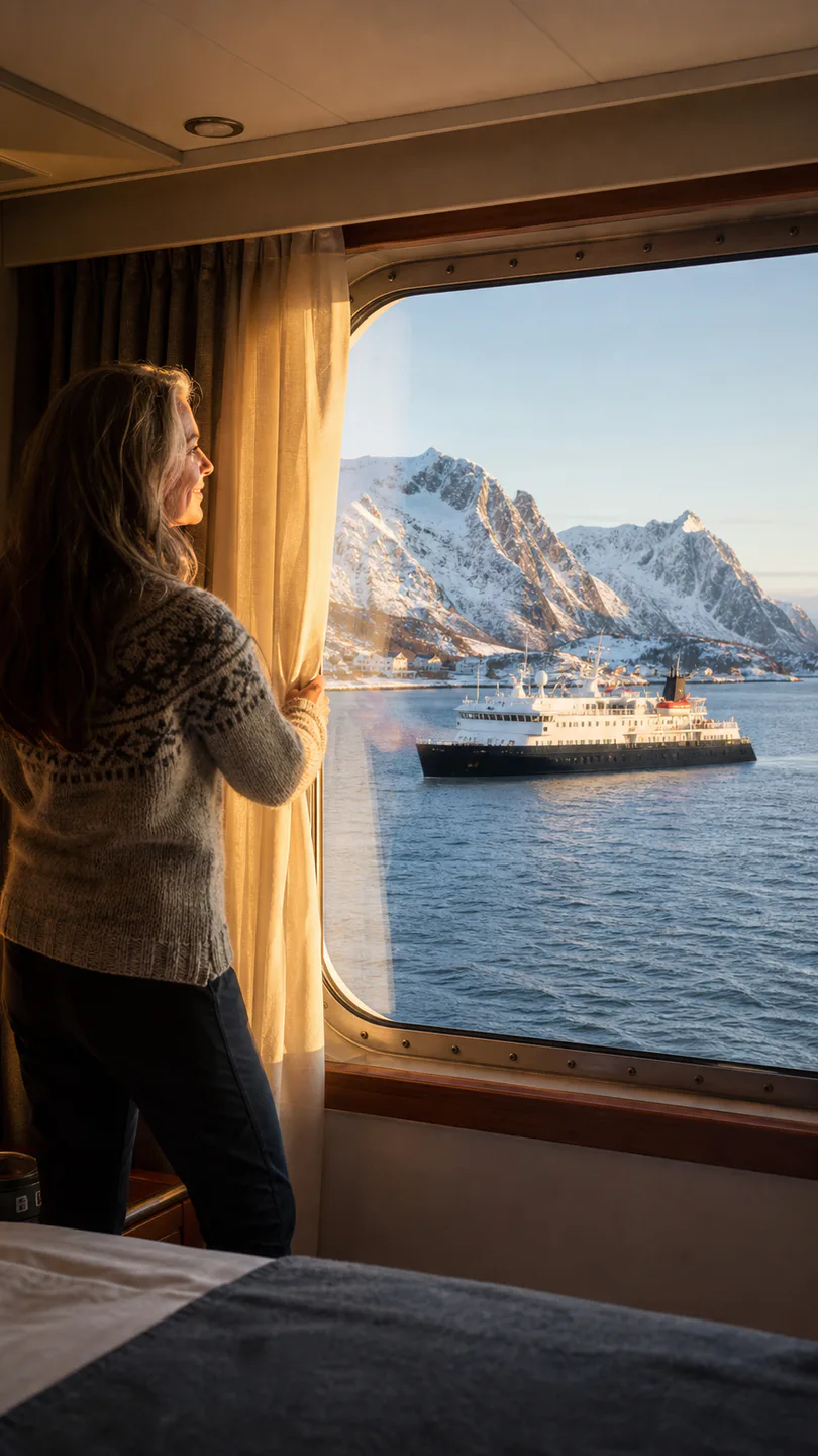 Cabin-window reveal of North Norway’s winter coast
